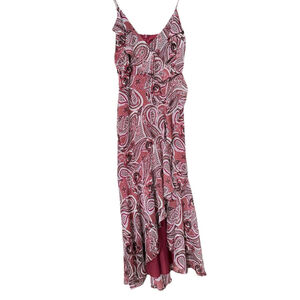Express Maxi Dress Hi Low Paisley Flowy XS Burgundy Brown Dark‎ Fairy Core Party